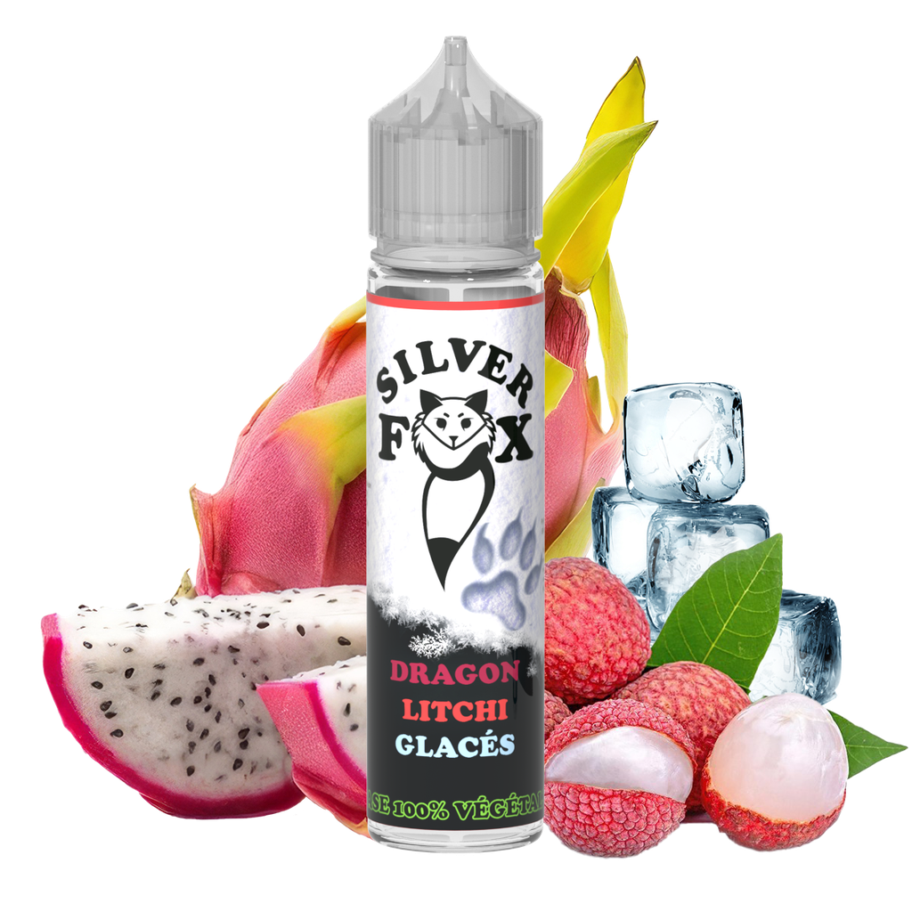 ❄️E-Liquide Dragon Litchi Glacés - Silver Fox 50 ml shortfil 70 ml